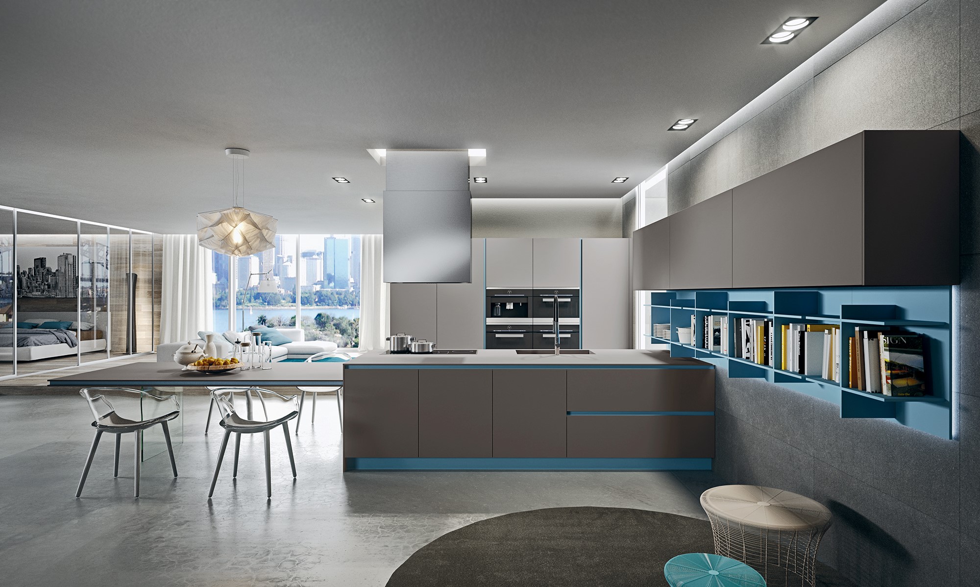 طراحی کابینت آشپزخانه مدرن 3 (خاکستری)