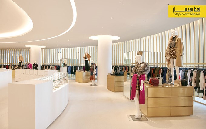 طراحی داخلی فروشگاه بزرگ پوشاک لوکس در دوطبقه، نیویورک
